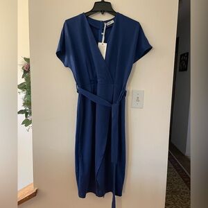 NWT Grace Karin wrap dress, blue, size large